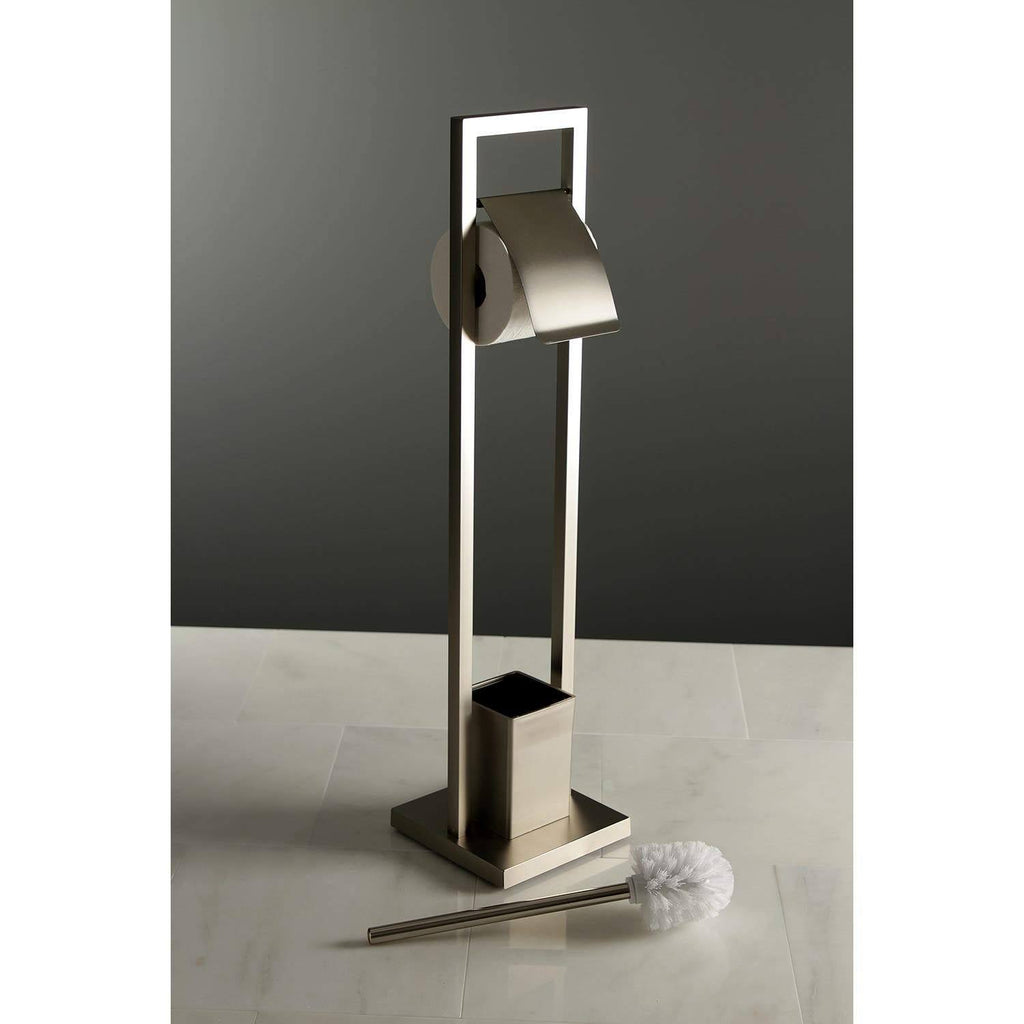 Polished Chrome Pedestal Toilet Paper Holder with Toilet Brush Holder F72429