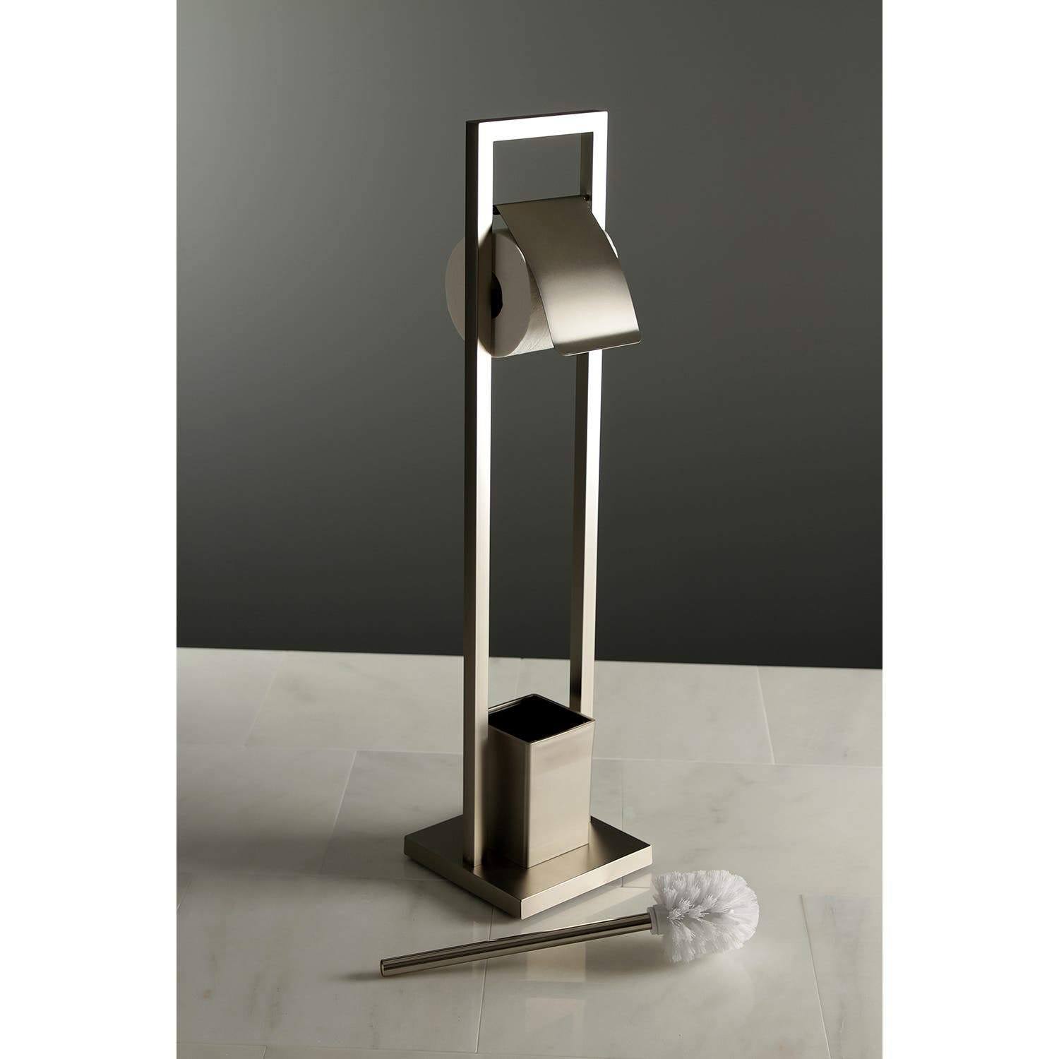 Polished Chrome Pedestal Toilet Paper Holder with Toilet Brush Holder F72429