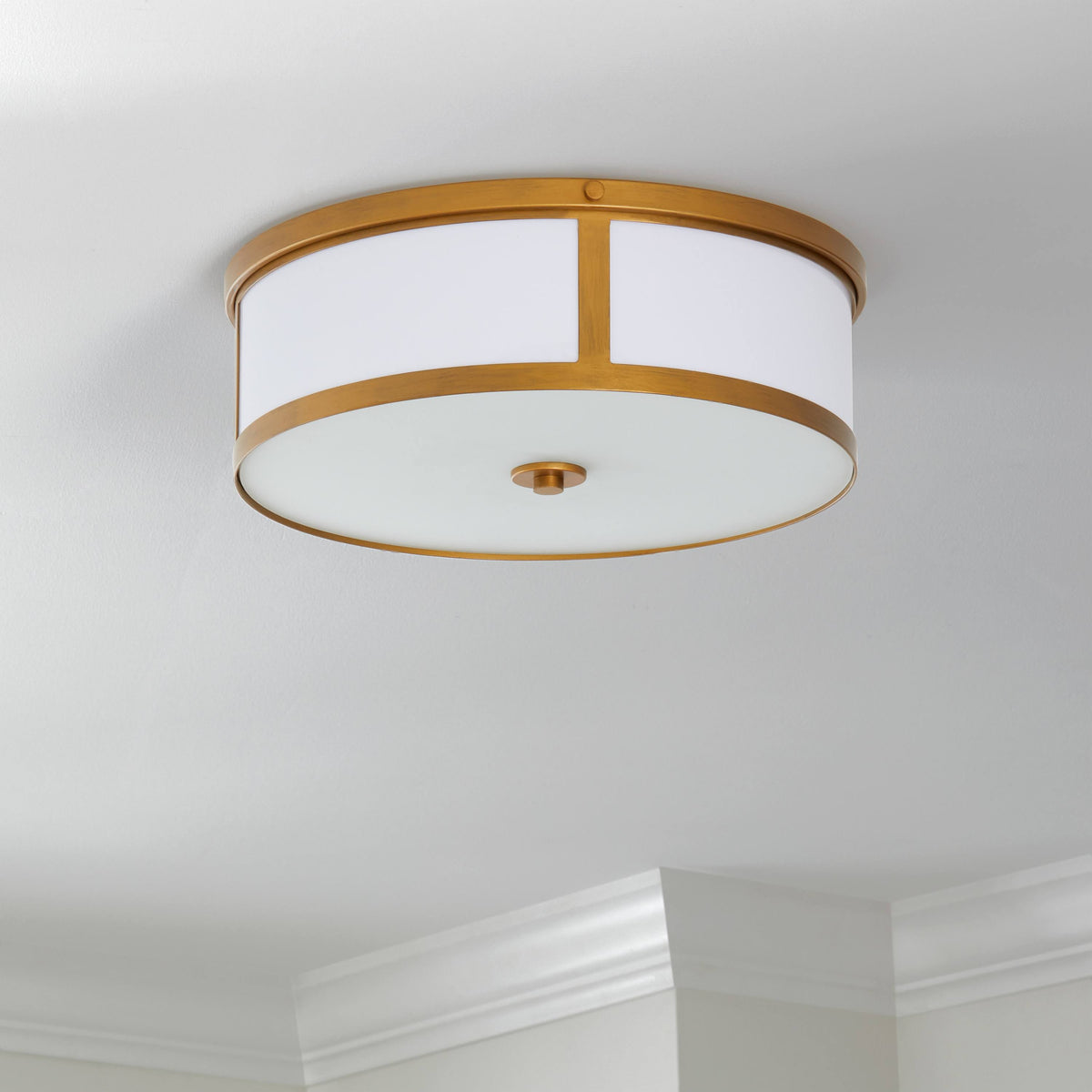 Antique Gold 2-Light Drum Flush Mount U10362