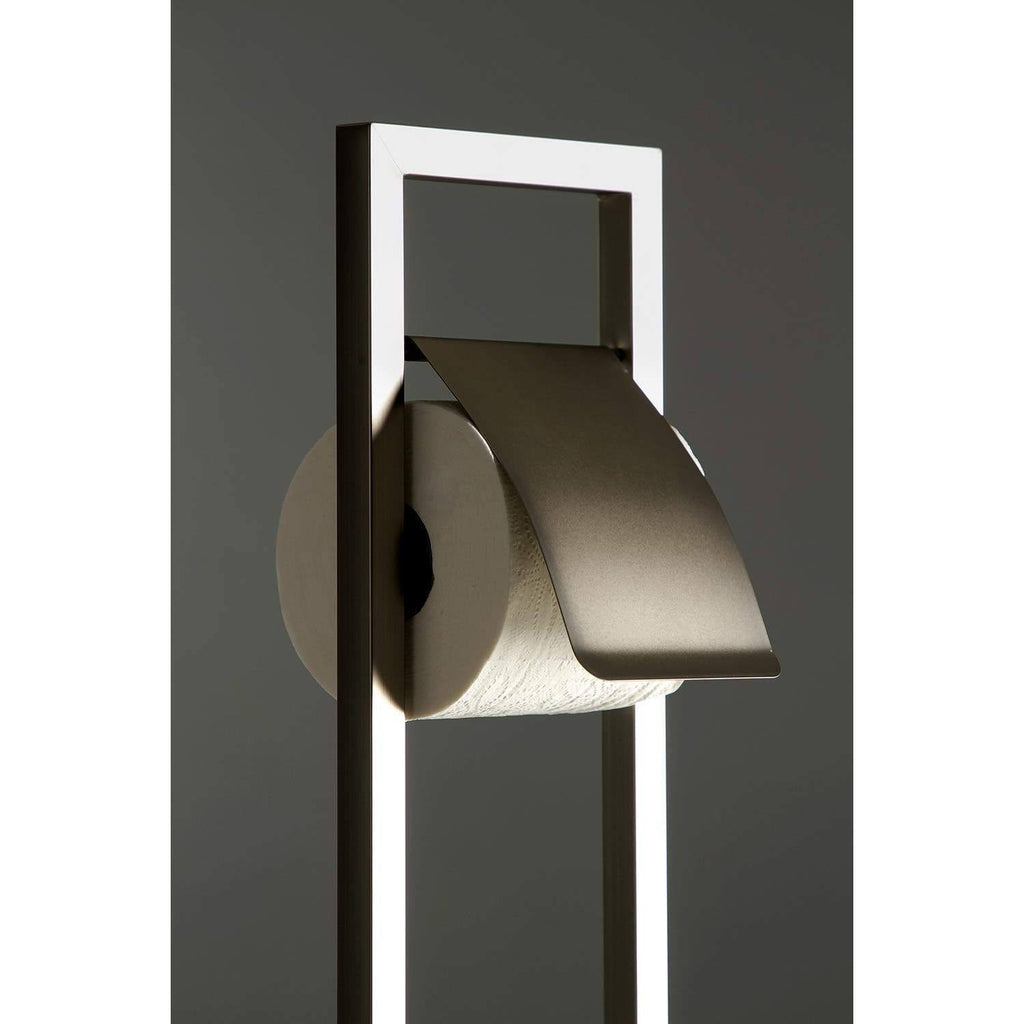 Polished Chrome Pedestal Toilet Paper Holder with Toilet Brush Holder F72429