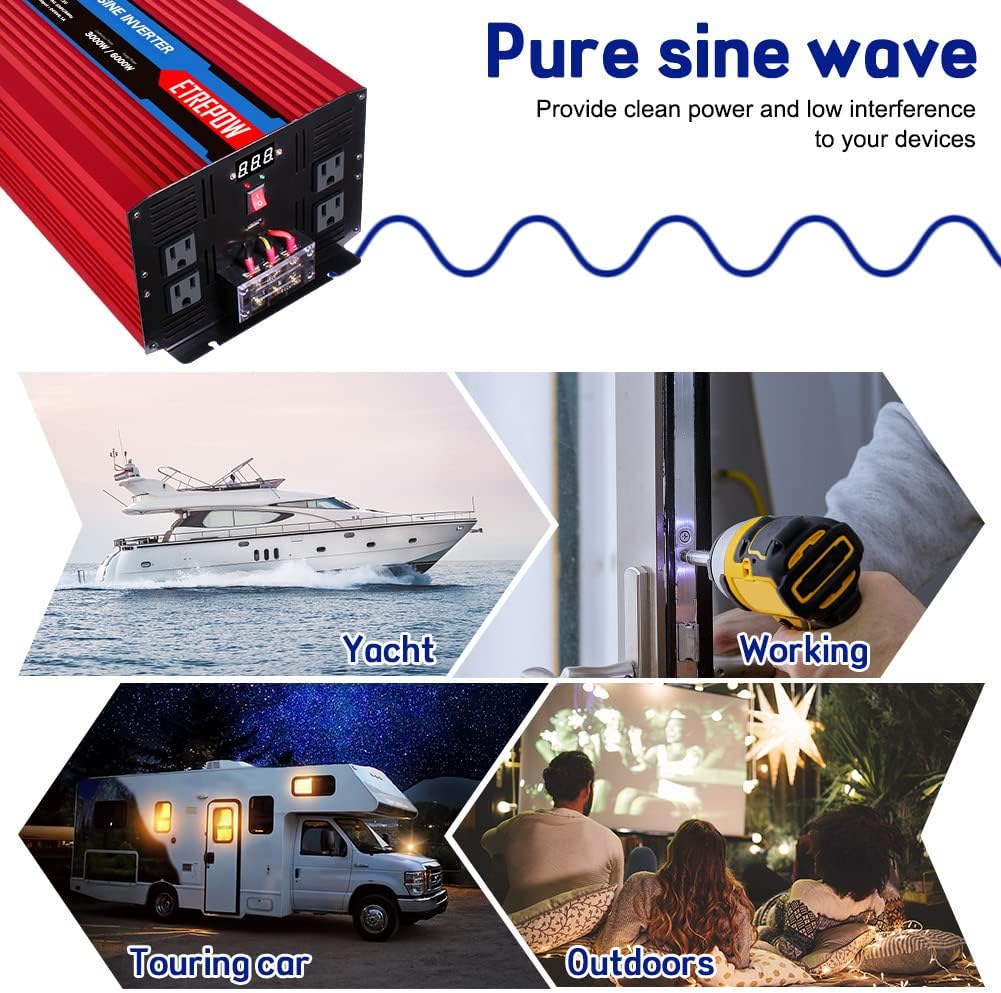 3000 Watt Pure Sine Wave Power Inverter 12V DC to 110V AC M15322
