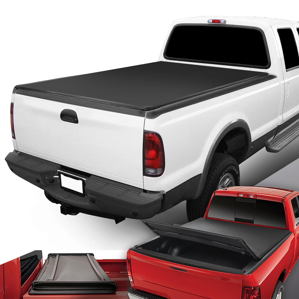 Tri-Fold Soft Top Tonneau Cover for Ford F250 F350 Super Duty 6.5' Bed O137