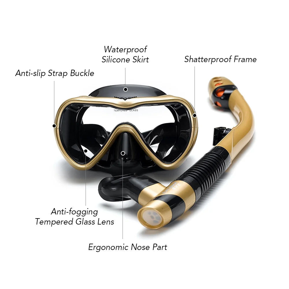 Dry Snorkel Set with Anti-Fog Diving Mask W2887
