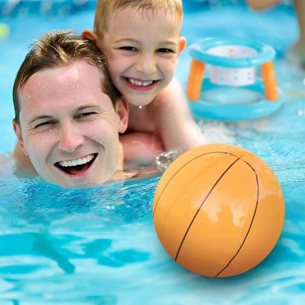 Inflatable Pool Basketball Hoop and Volleyball Set with Pool Net, Weight Bags, Light Blue V693920