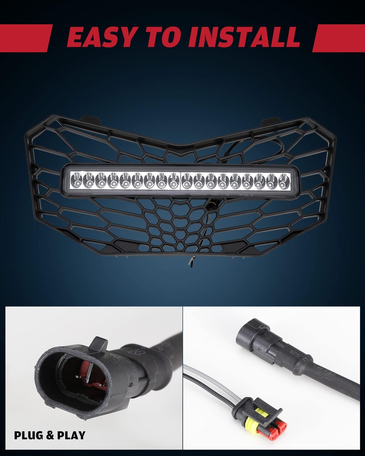Front Mesh Grill with LED Light Bar for Maverick Trail E50017