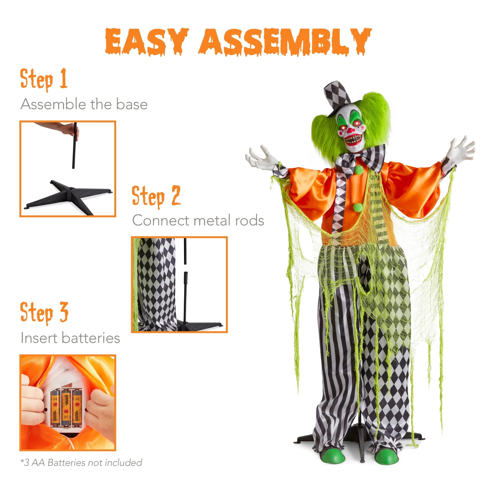 Motion Activated Animatronic Killer Clown Halloween Prop M430839