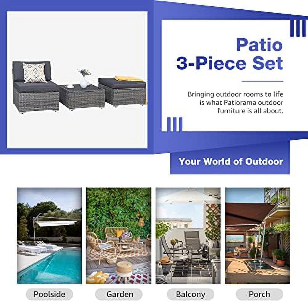 3 Piece Patio Sectional Sofa with Coffee Table B793