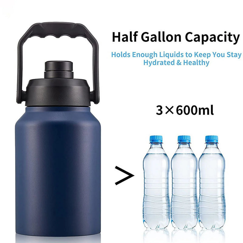 64 oz Insulated Stainless Steel Kettle with Straw and 2 Lid H60481