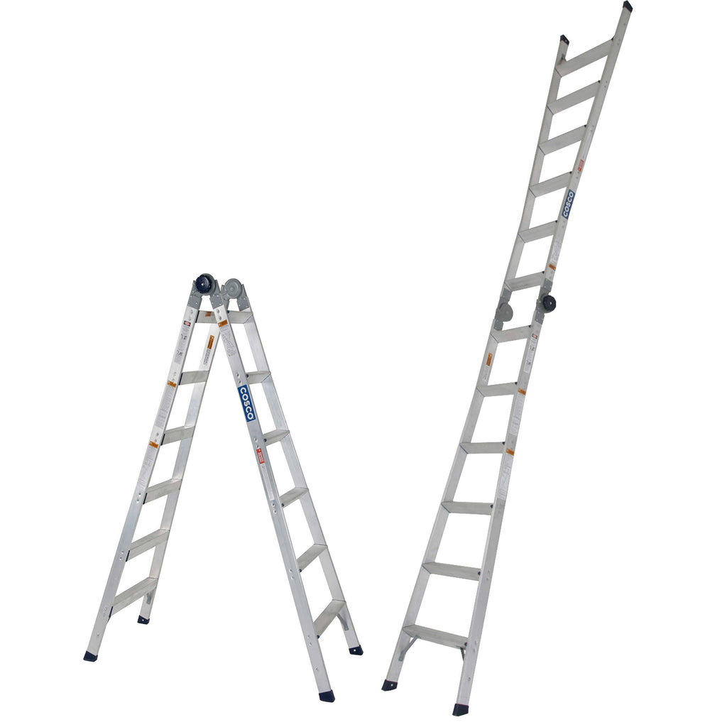 2-in-1 Aluminum Step and Extension Ladder with 12 ft Max Reach T735729