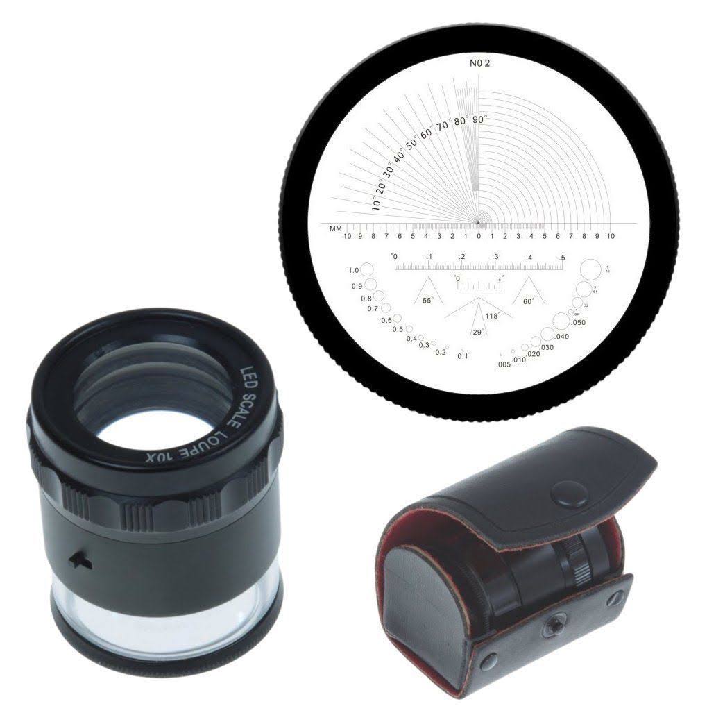 36-LED10 Stand Measuring Magnifier, Loupe 10x with Scale LED Lighted A727943