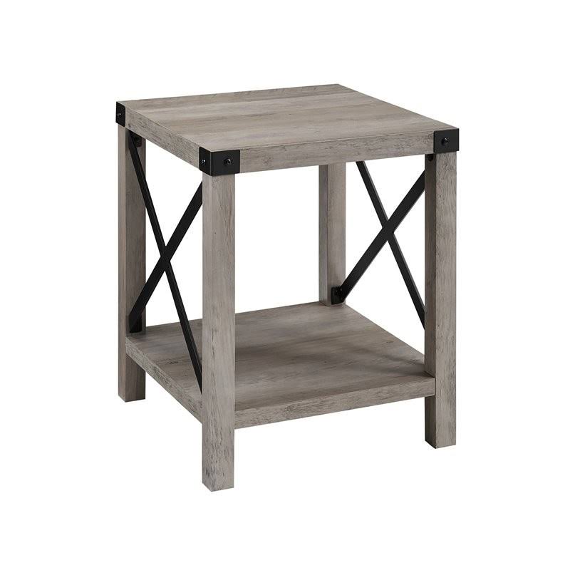 Gray Wash Metal Side Table J910810