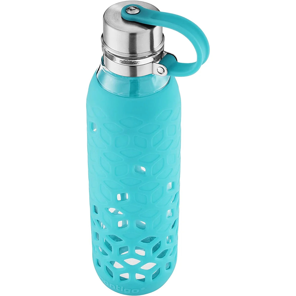 20 Ounce Glass Water Bottle with Tethered Lid J80614