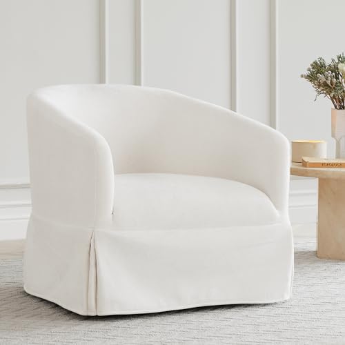 Sand 22-inch Wide Seat Swivel Barrel Armchair Y1686
