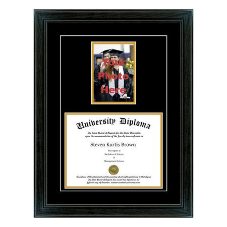 Single Diploma Frame with 5x7 Photo and Double Matting H5862