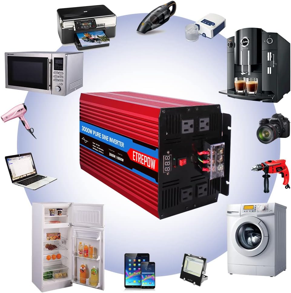 3000 Watt Pure Sine Wave Power Inverter 12V DC to 110V AC M15322