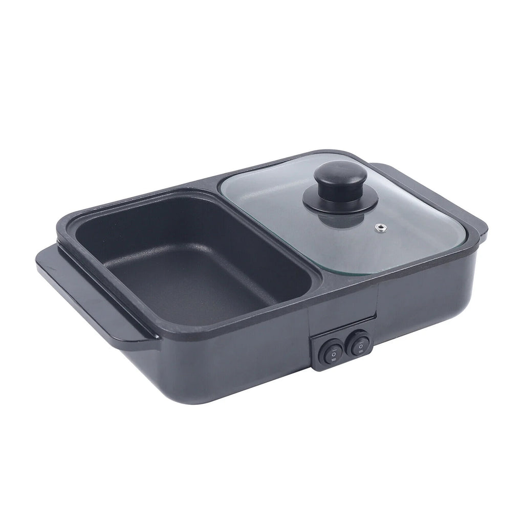 2-in-1 Electric Hot Pot BBQ Grill Smokeless Cooking Pan 1200W R16986