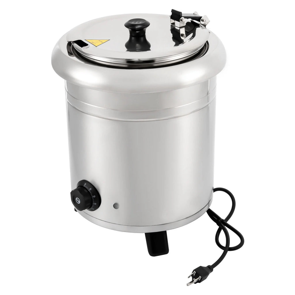 10L 400W Commercial Electric Soup Warmer Pot Stainless Steel Countertop Food Kettle with Lid N474091