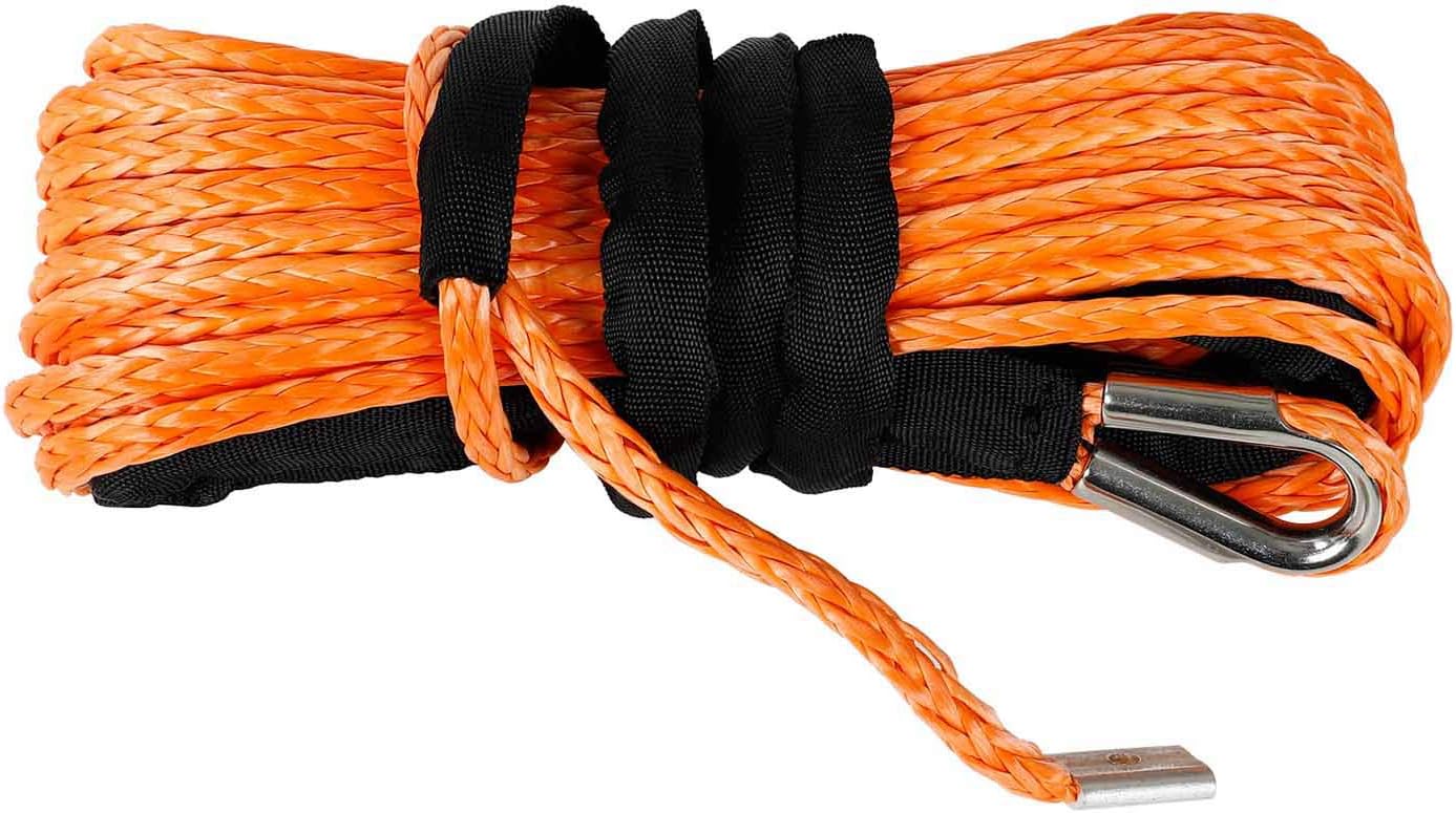 5/16" x 50' Synthetic Winch Rope 20000 LB Capacity Orange Pack of 2 P239588