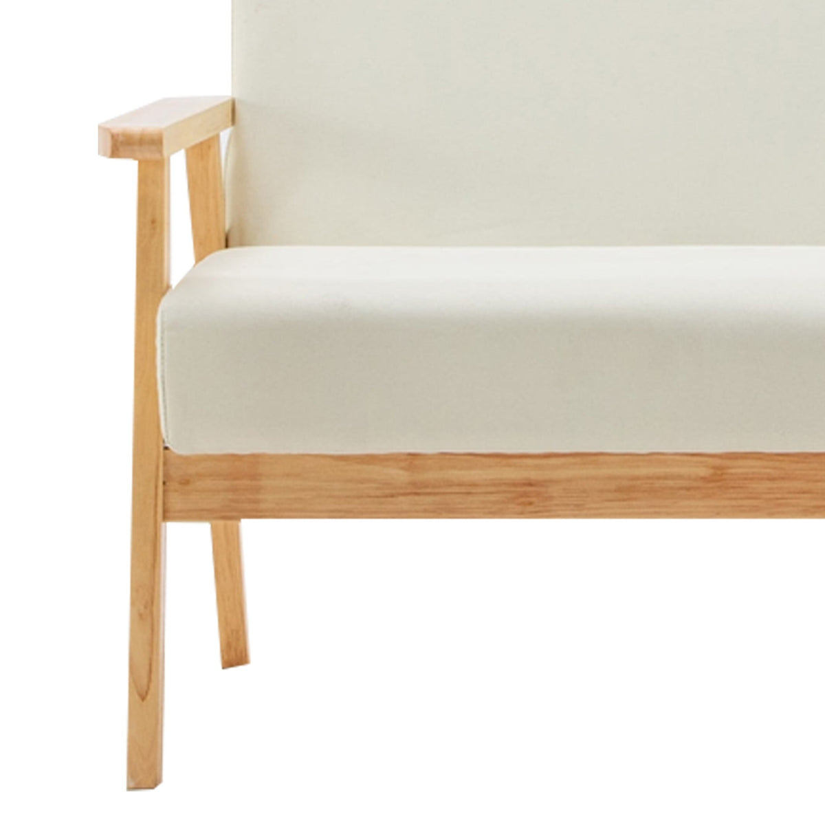 3 Piece Loveseat and Chair Set, Ivory Fabric, Espresso Wood Frame Z600269