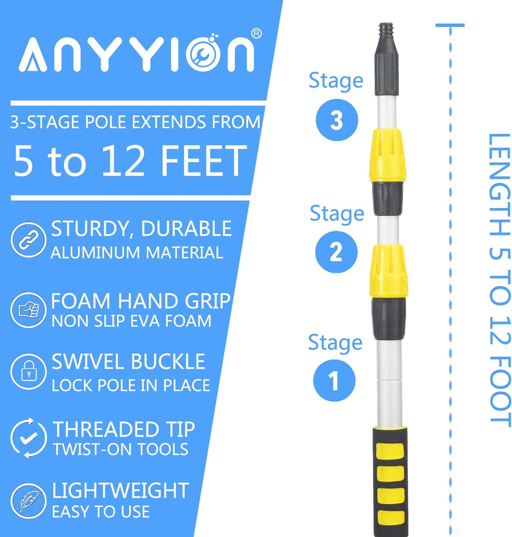 11 Foot Telescopic Flow Through Car Wash Brush with Soft Bristles Z4963