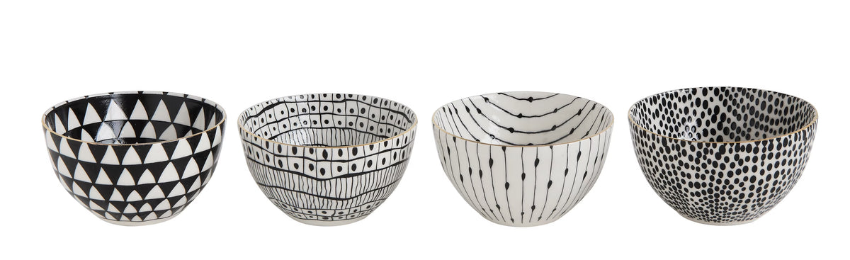 White & Black Bowls (Set of 4) D42794