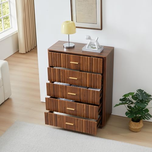 Walnut 5 Drawers Wooden Dresser R245165