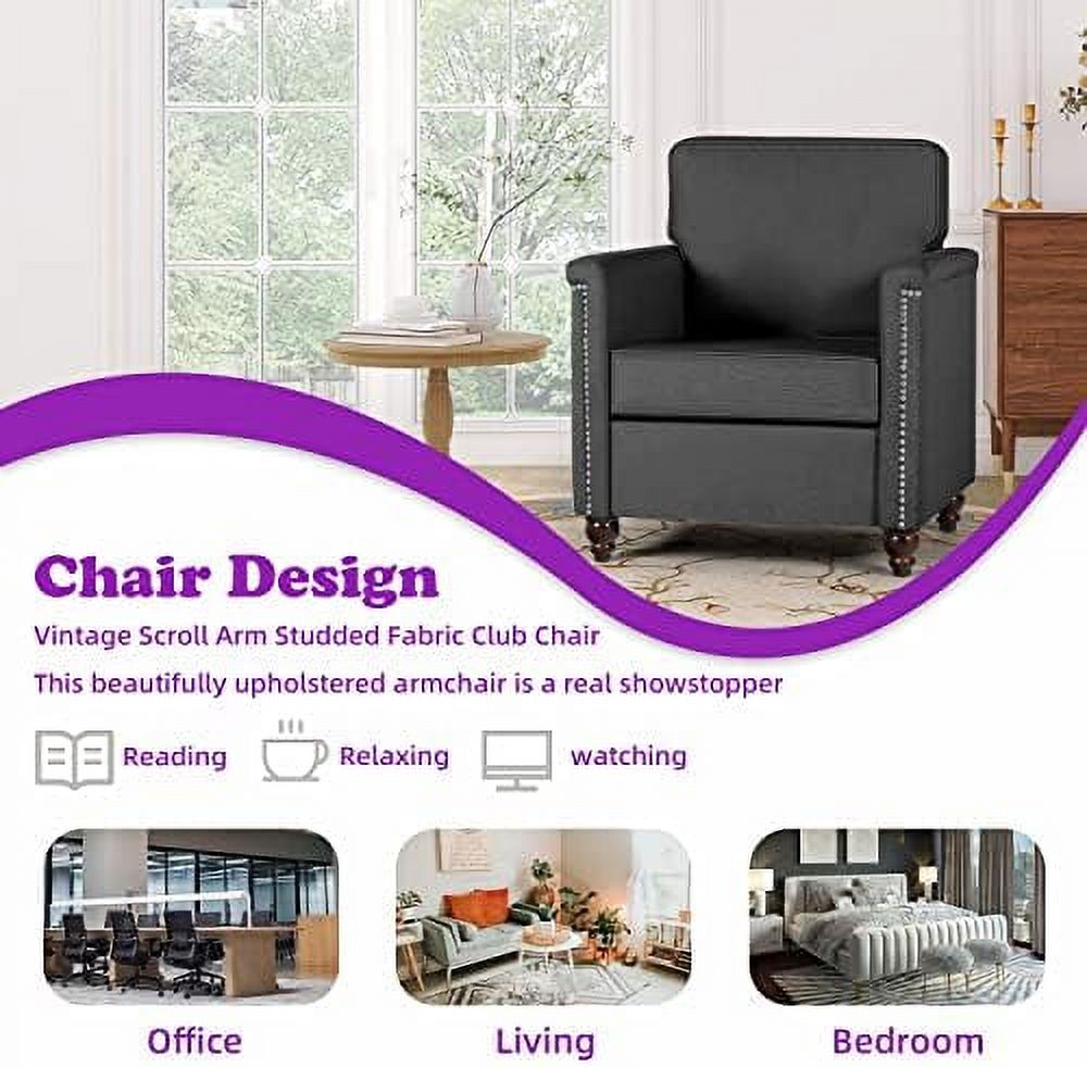 Beige Upholstered Linen Accent Chair T711