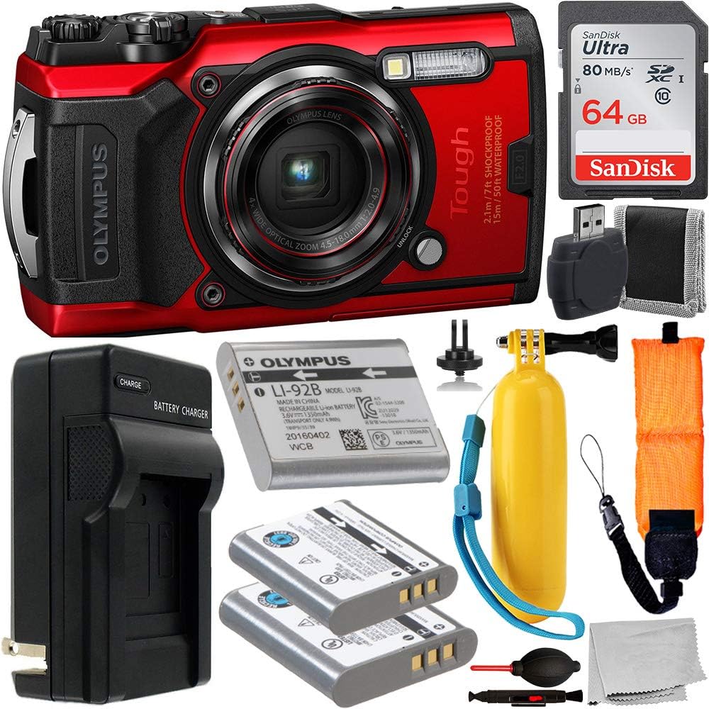 Red Digital Camera with 64GB SDXC Memory Card and 2X Replacement Batteries with Charger J32003