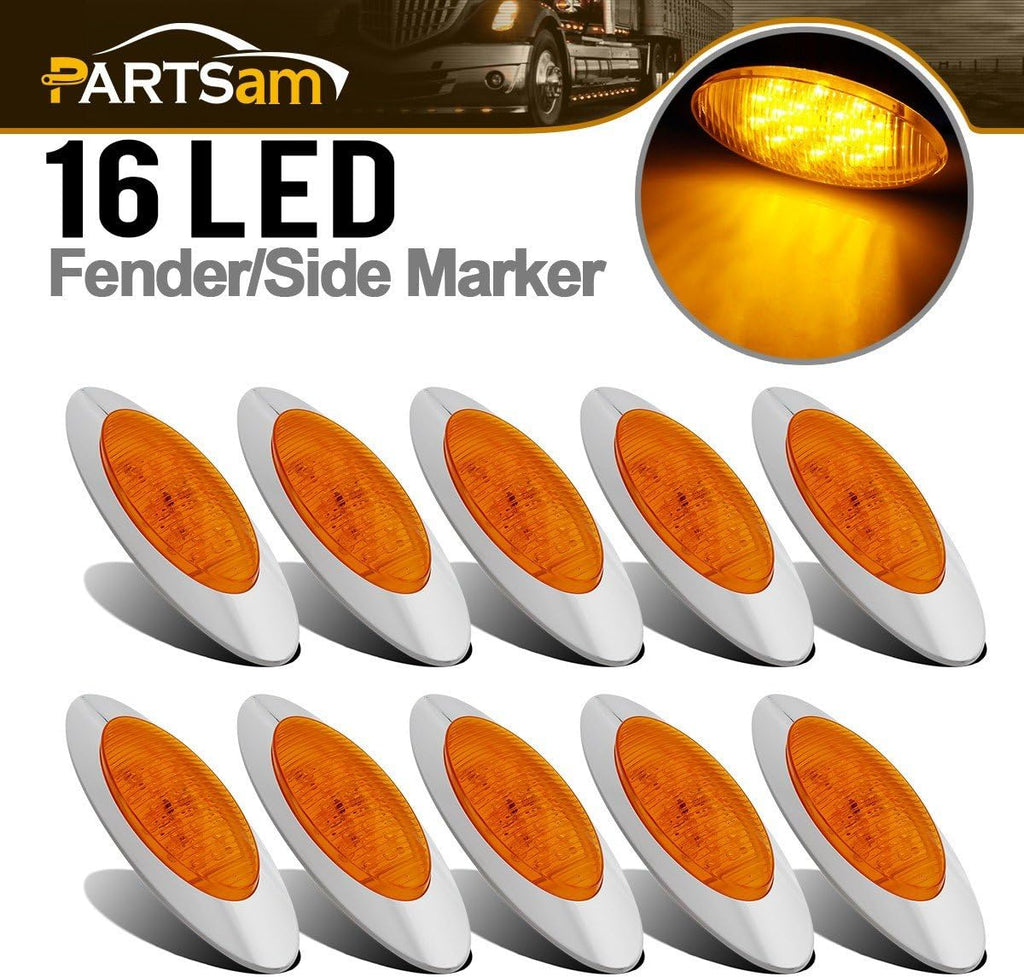 10Pcs 6-1/2inch Amber Clearance Marker Light with Bullet Terminal W12100