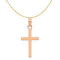 14K Rose Gold Polished Cross Pendant With 14K Yellow Gold Rope Chain 16" Z69228