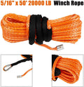 5/16" x 50' Synthetic Winch Rope 20000 LB Capacity Orange Pack of 2 P239588