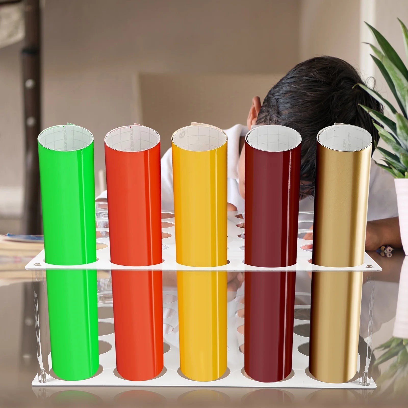 Vinyl Roll Rack Holder Storage Paper Organizer Stand Record Display Craft Tower Shelf Holes Dispenser Large Wrapping G452