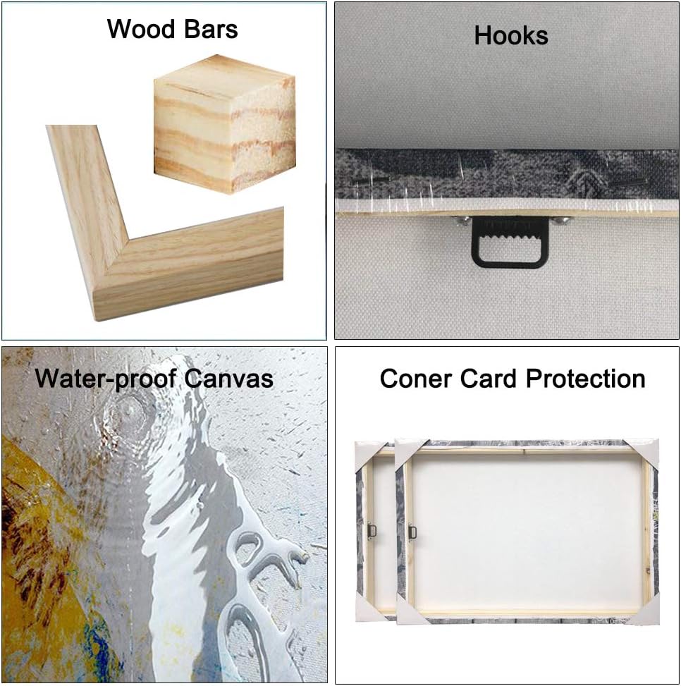 4 Pieces Beach Wall Art Canvas Print Framed B845314