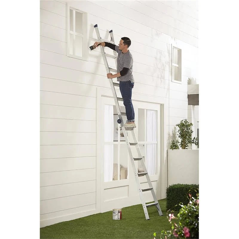 2-in-1 Aluminum Step and Extension Ladder with 12 ft Max Reach T735729