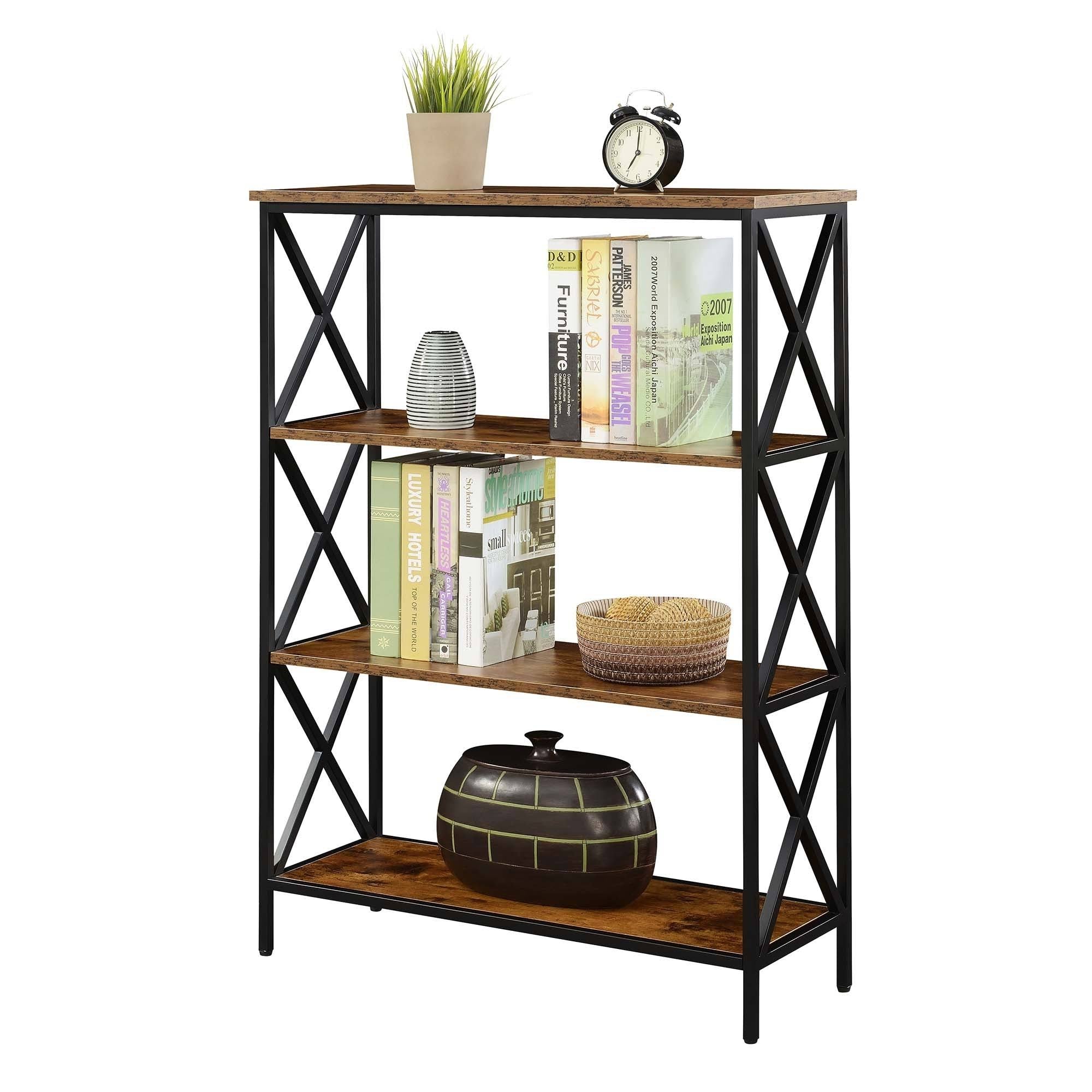 Metal and Wood 4-Shelf Bookcase O4863