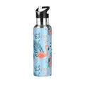 Tropical Leaves Flamingo Insulated Stainless Steel Water Bottle with Straw Lid 20 oz B9170