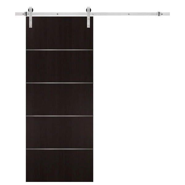 Sliding Barn Door 36x80 Wenge Stainless Steel Hardware Rail 6.6ft G14031
