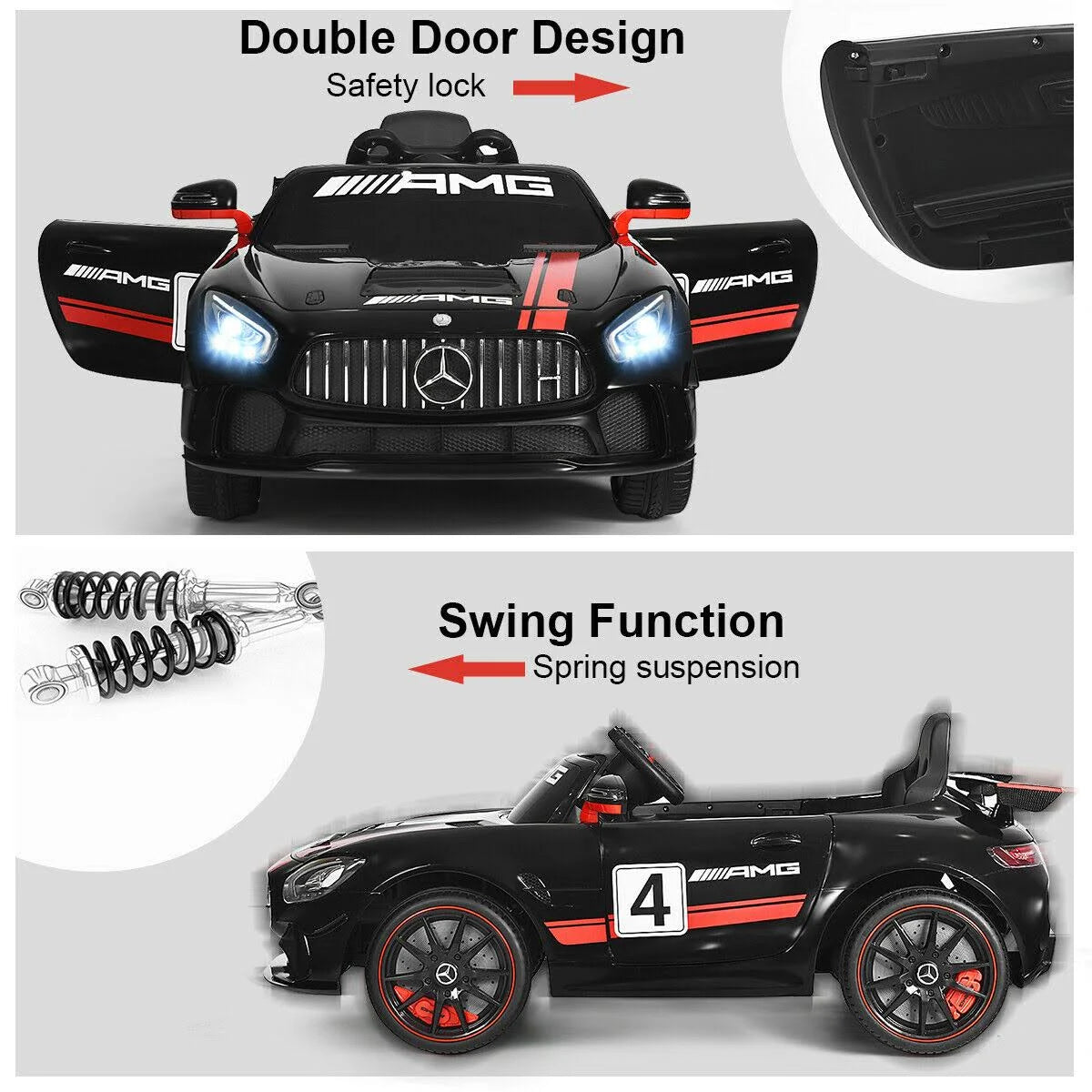 12V Kids Ride on Car with Remote Control Black H3788