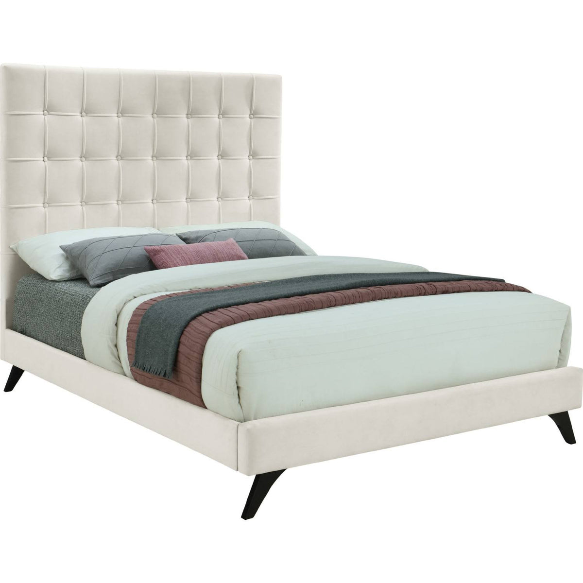 Cream Velvet Full Bed W604360