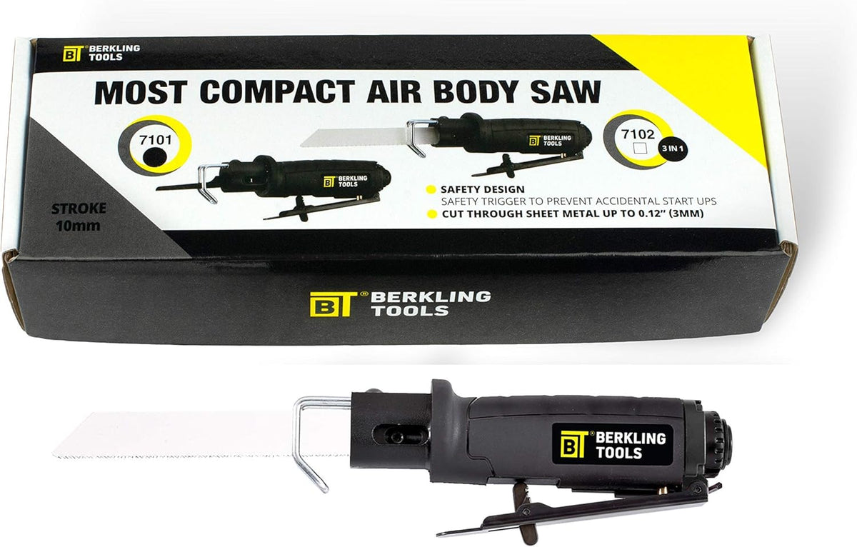 Compact Low Vibration Air Saw with 8 pcs Blade Kit Pneumatic Reciprocating Body Saw G518010