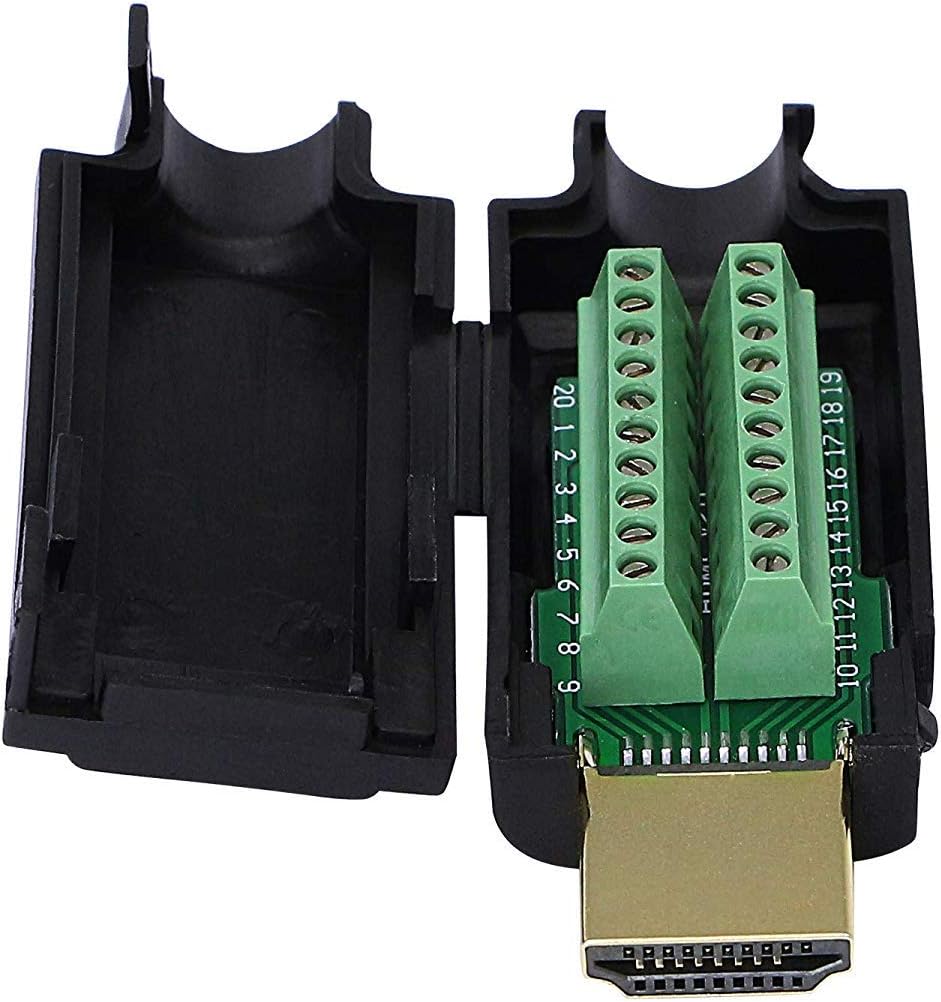 2 Pack HDMI Solderless Adapter Gold Plated Connector with Plastic Cover Screwdriver D4474