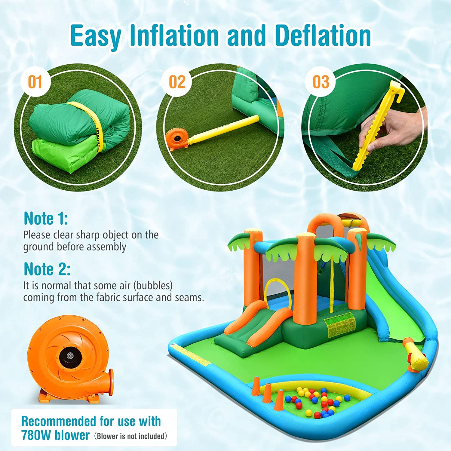 Inflatable Water Slide with Splash Pool, Climbing Wall J65477