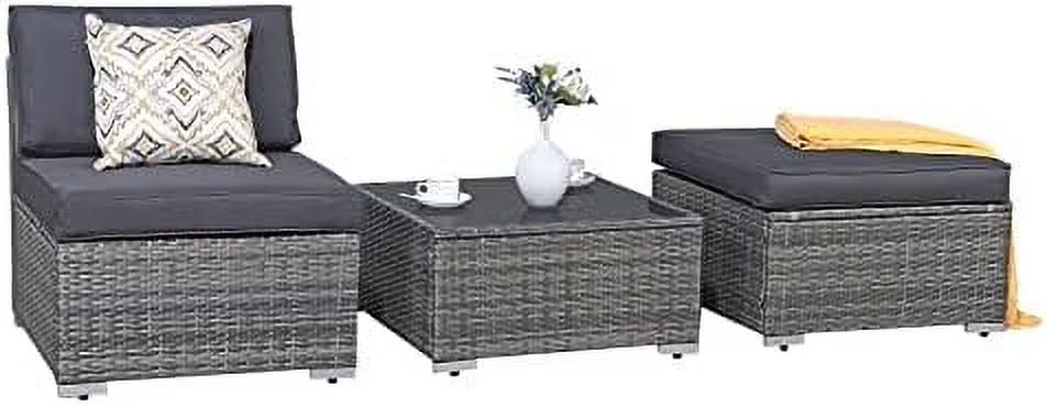 3 Piece Patio Sectional Sofa with Coffee Table B793