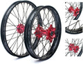 Front 21" Rear 18" Wheel Complete Set Red Hubs Rims Spokes Y8985