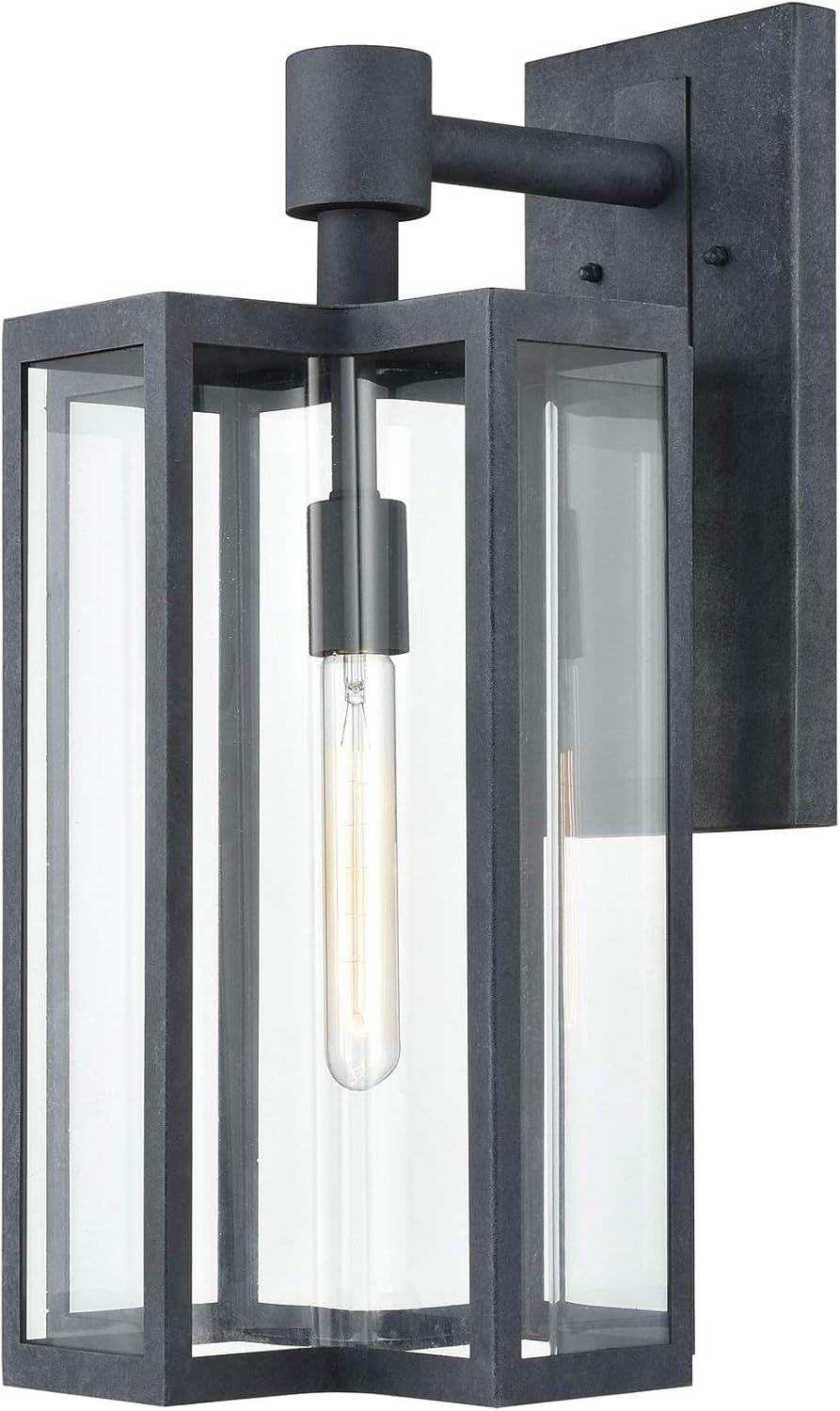 Aged Zinc 1-Light Sconce with Clear I906