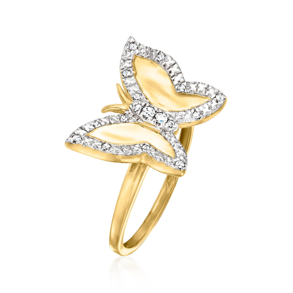Diamond Butterfly Ring in 18kt Gold Over Sterling N506142