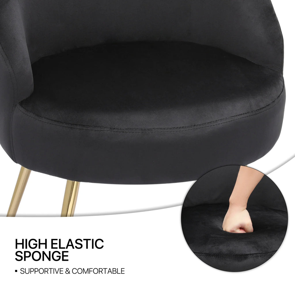 Black Velvet Accent Chair with Golden Metal Legs M865055