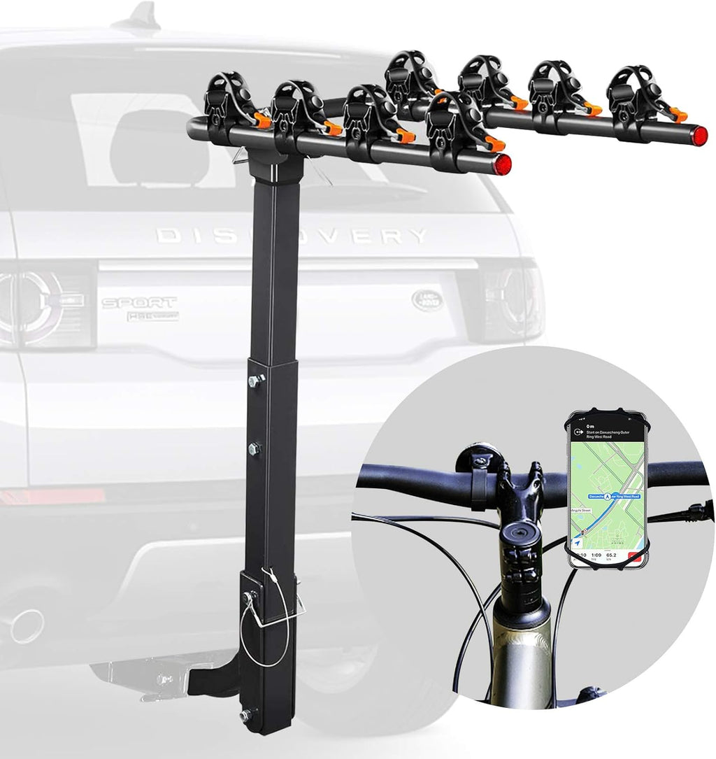 Bicycle Car Rack Bike Hitch Rack Double Foldable Bike Carrier Rack with 2'' Hitch Receiver, 4-Bike, Pack of 2 Q9171