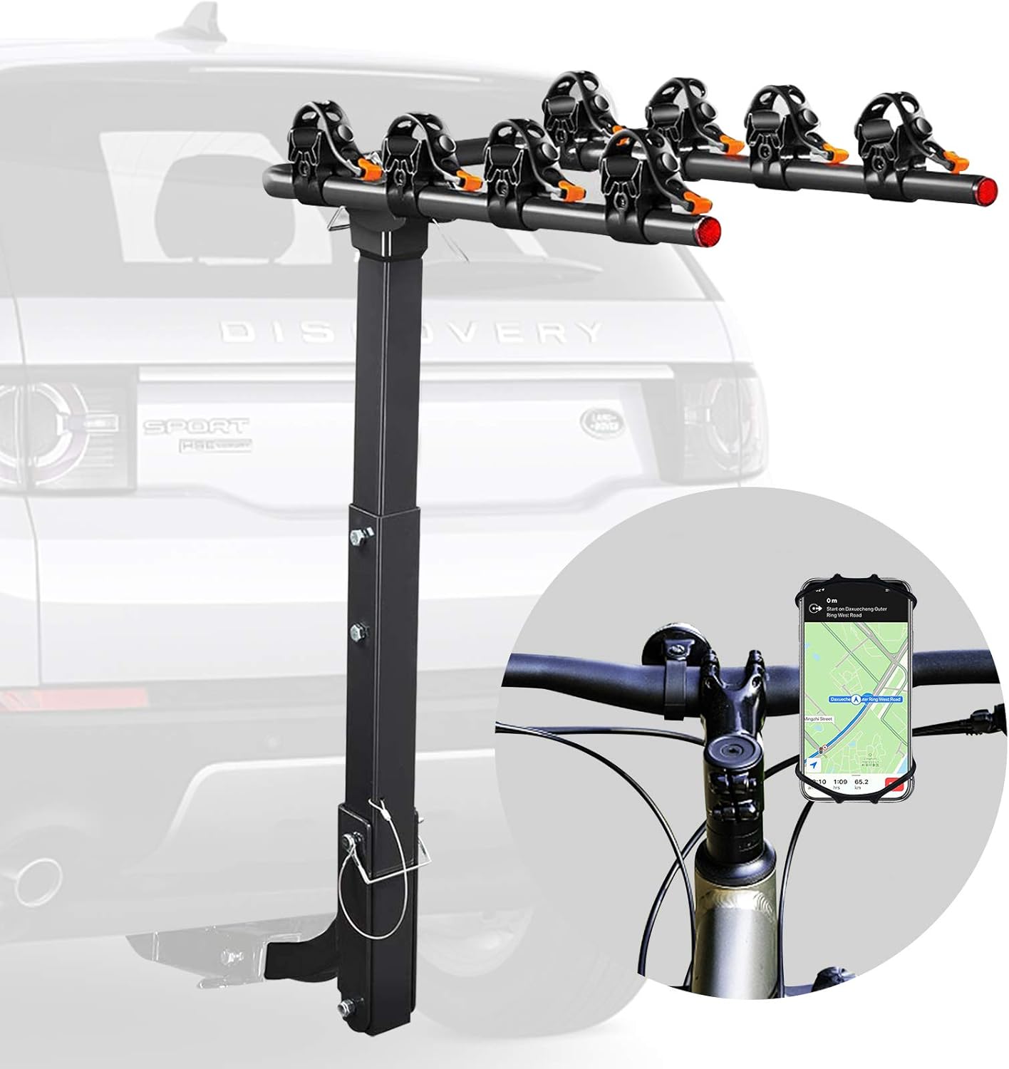 Bicycle Car Rack Bike Hitch Rack Double Foldable Bike Carrier Rack with 2'' Hitch Receiver, 4-Bike, Pack of 2 Q9171