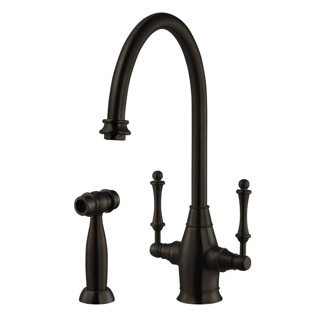 Oil Rubbed Bronze Two Handle Kitchen Faucet with Sidespray Q770704